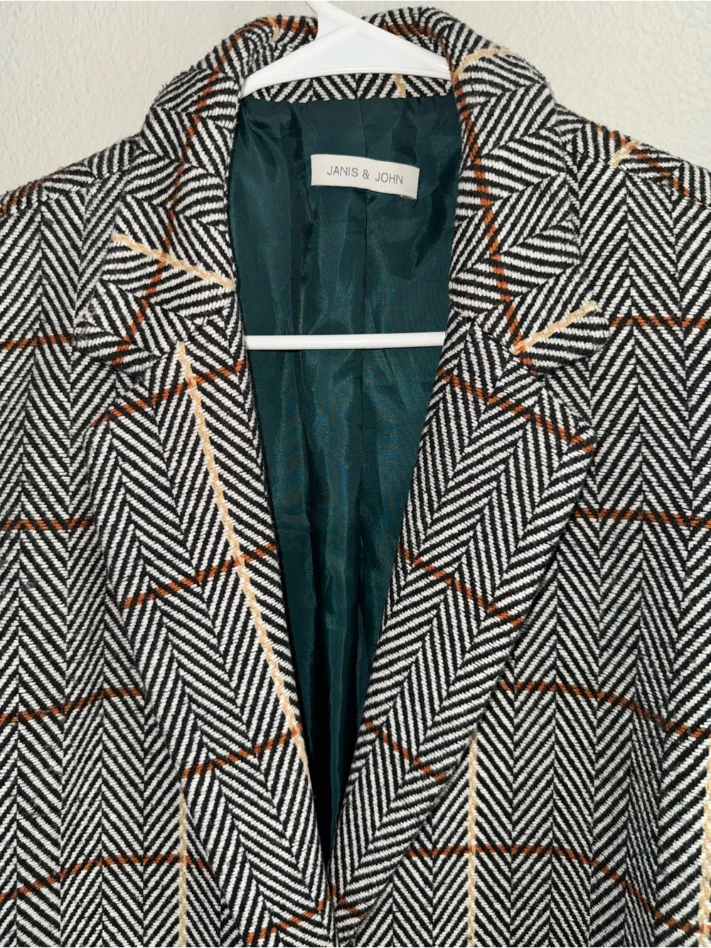 JANIS & JOHN herringbone plaid pattern blazer